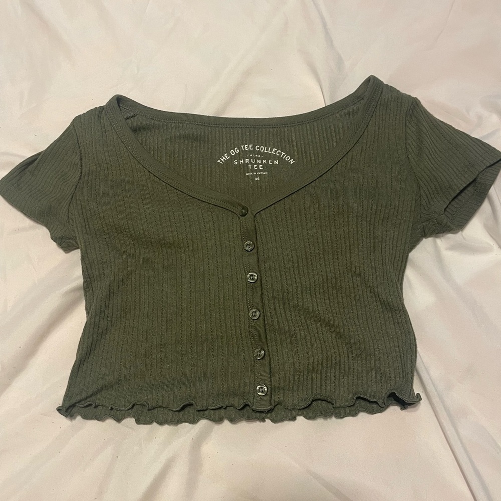 Green low cut crop top size extra small